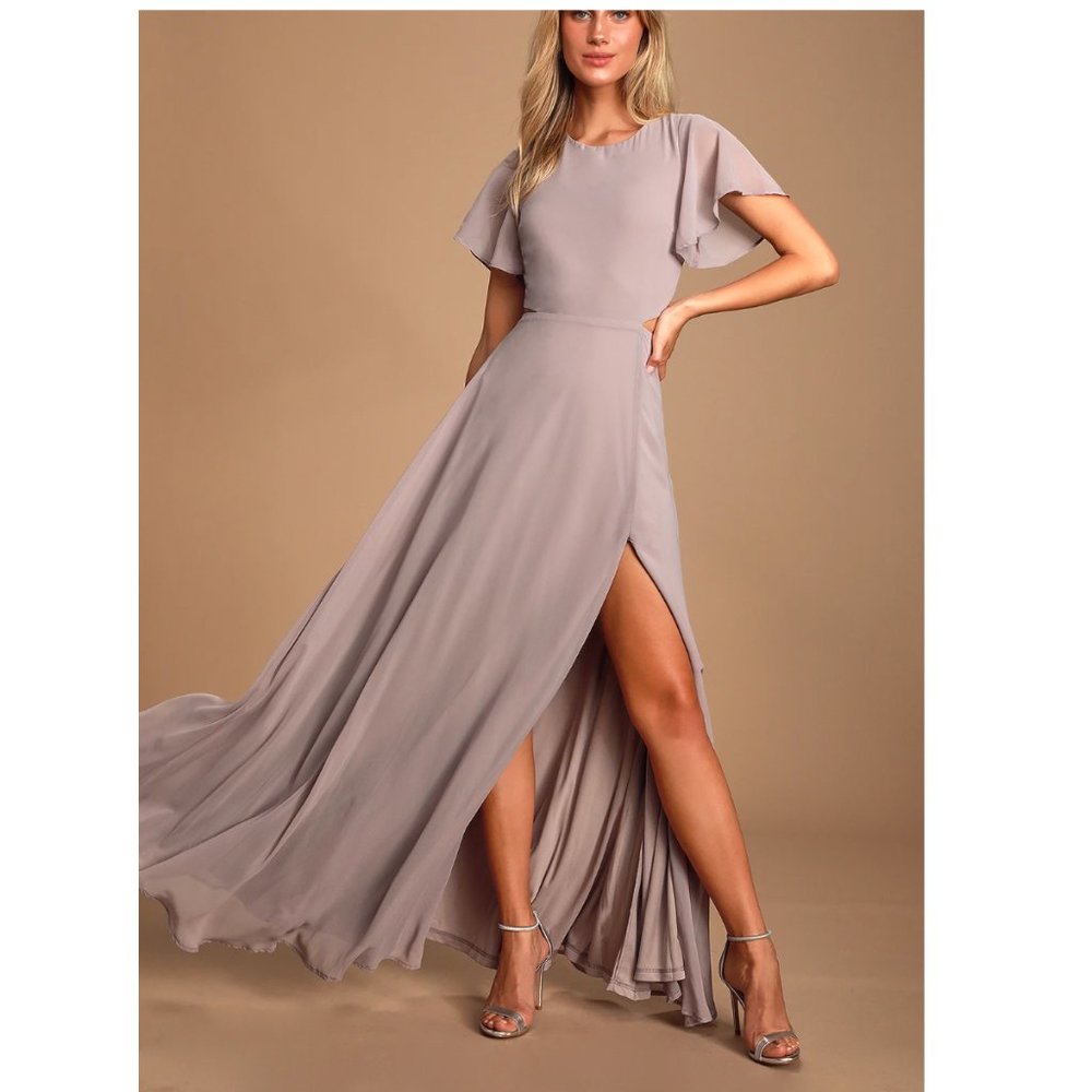 Lulu's Garden Bliss Dusty Lavender Cutout Maxi Dress